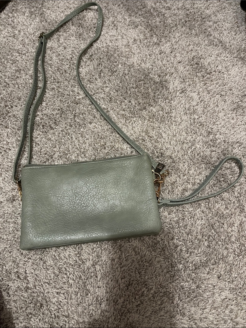 Sage Green Crossbody Wristlet Bag - Unbranded